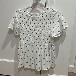 New! White shirt with green points